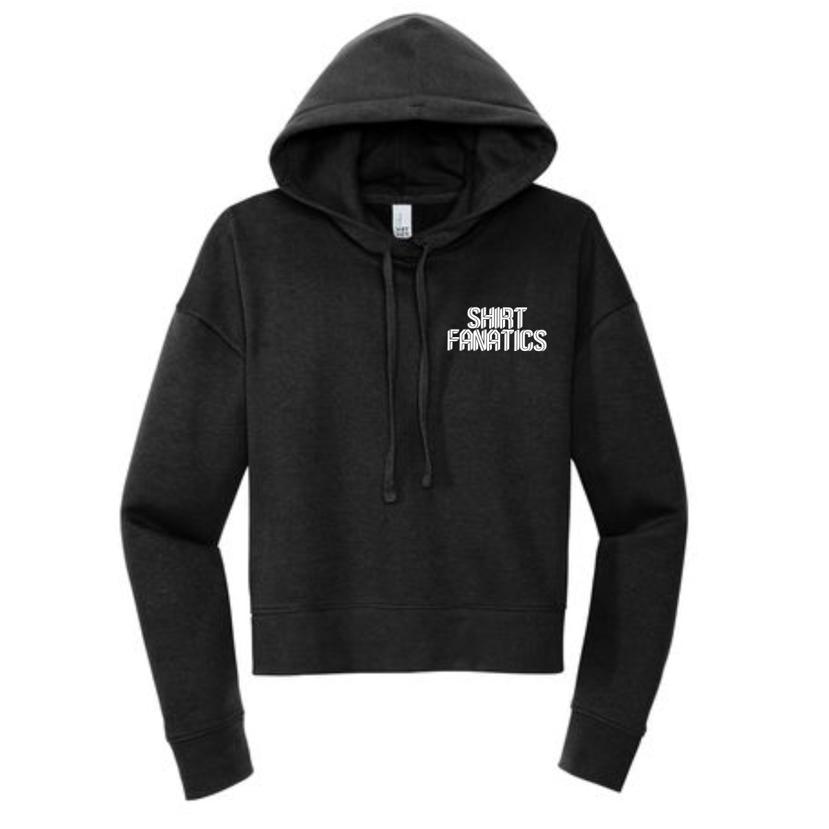District Women's Modest Crop Fleece Hoodie- Front Left Chest Logo