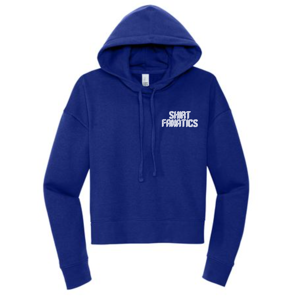 District Women's Modest Crop Fleece Hoodie- Front Left Chest Logo