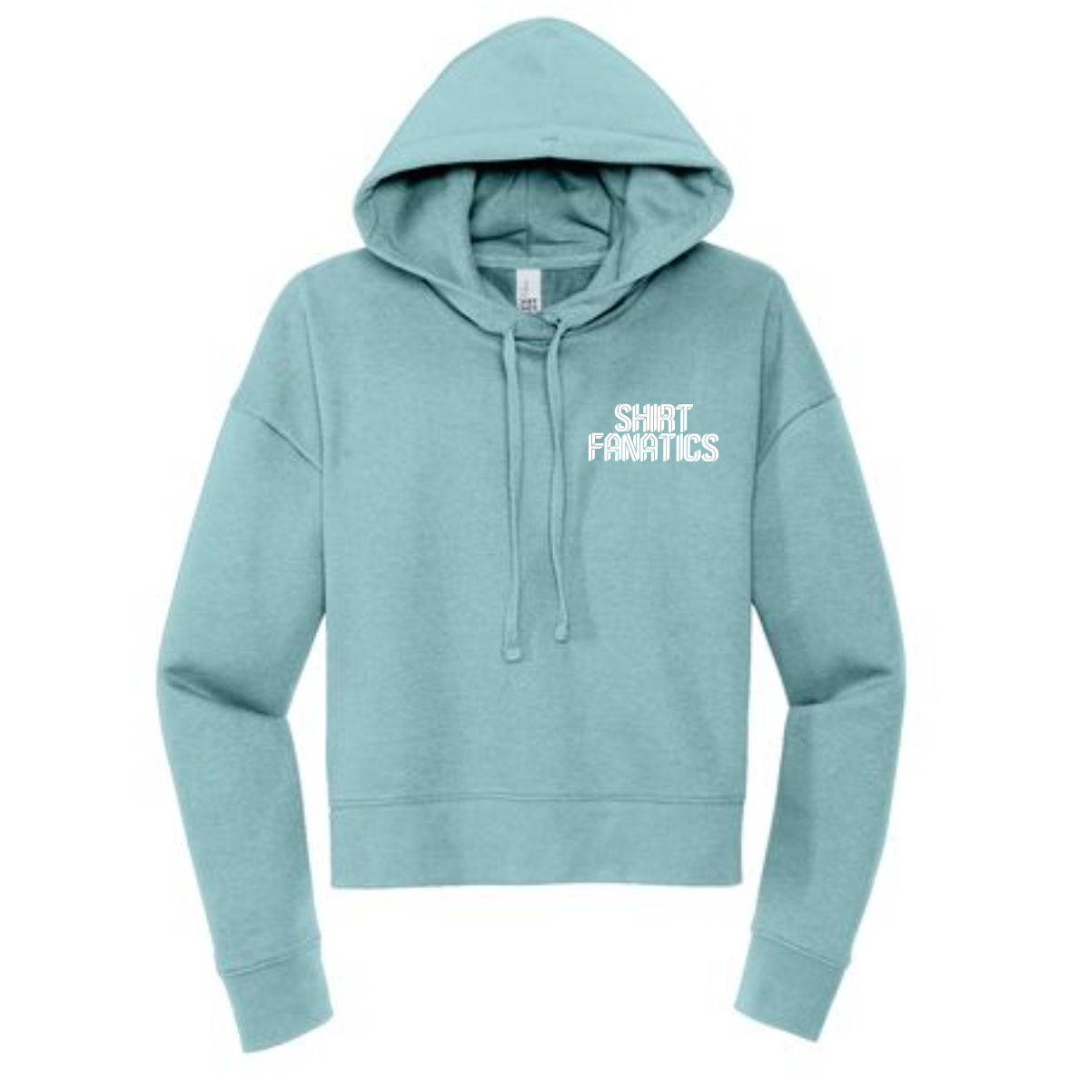 District Women's Modest Crop Fleece Hoodie- Front Left Chest Logo