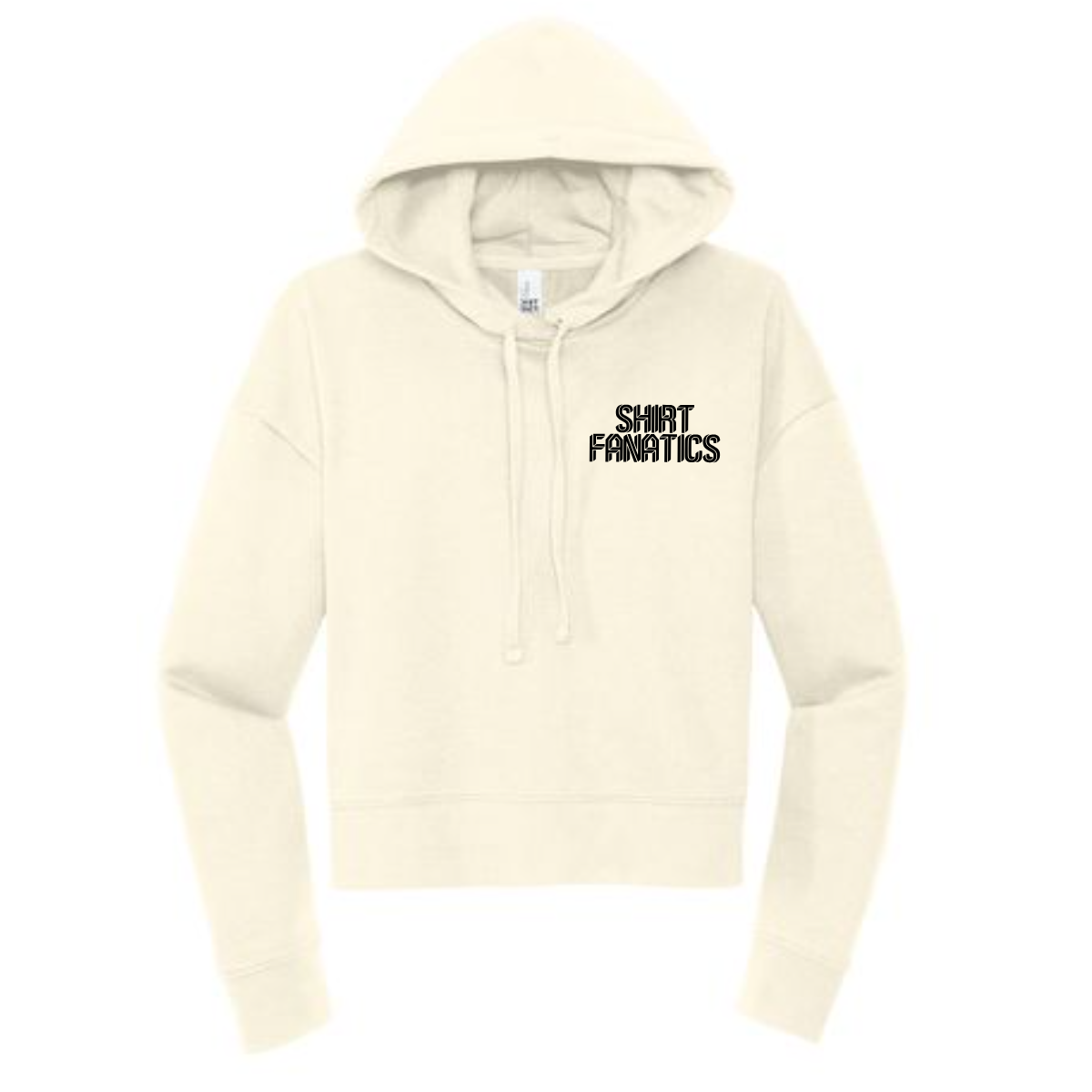 District Women's Modest Crop Fleece Hoodie- Front Left Chest Logo