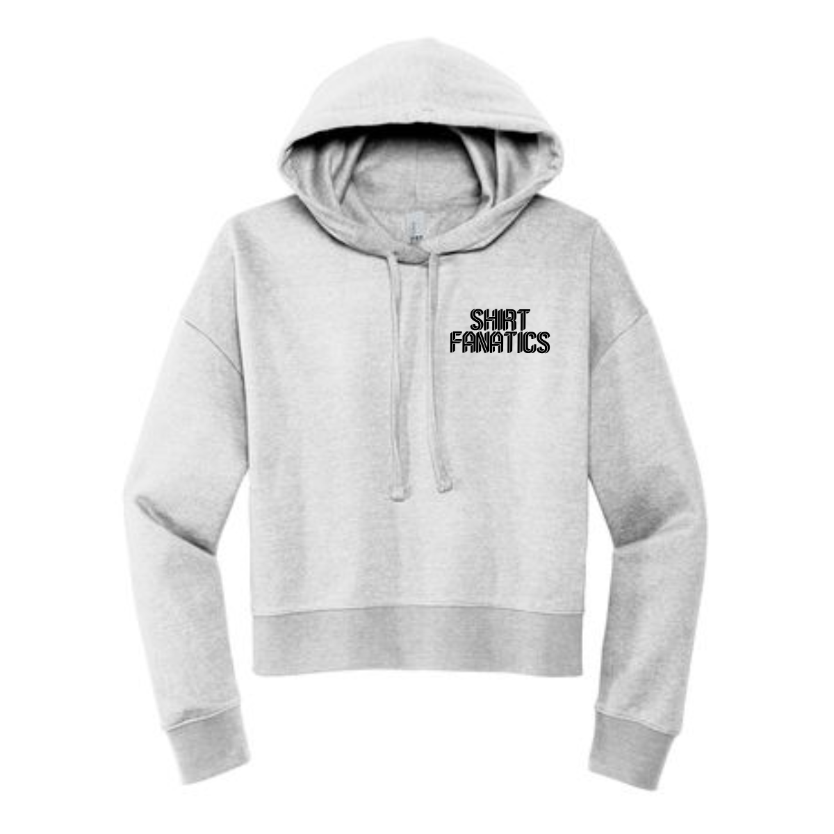 District Women's Modest Crop Fleece Hoodie- Front Left Chest Logo