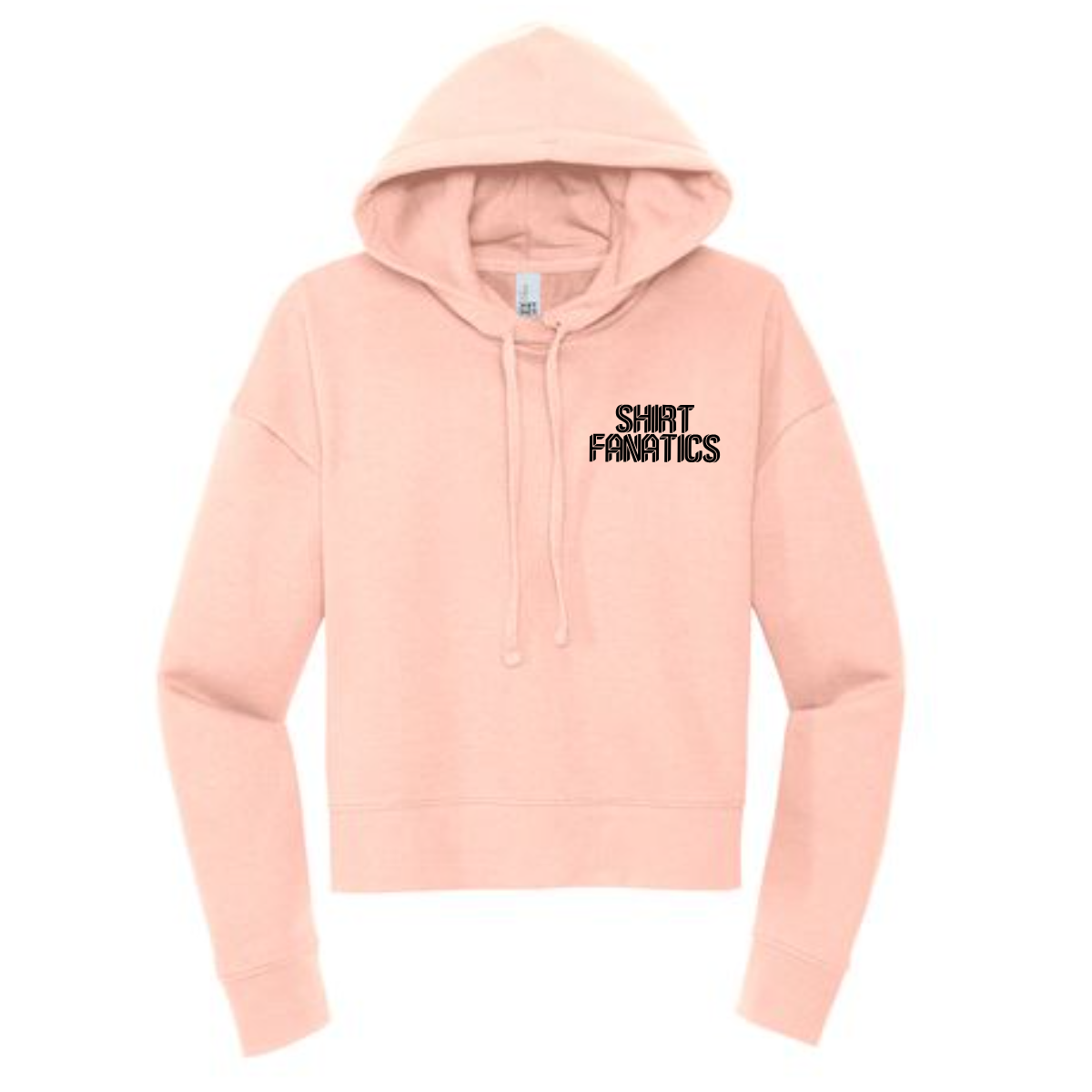 District Women's Modest Crop Fleece Hoodie- Front Left Chest Logo