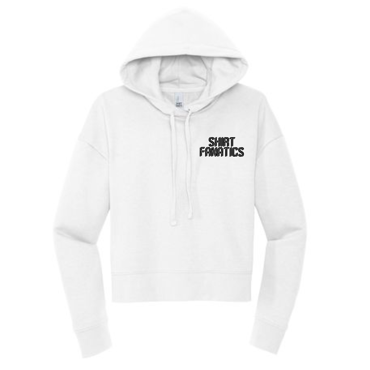 District Women's Modest Crop Fleece Hoodie- Front Left Chest Logo