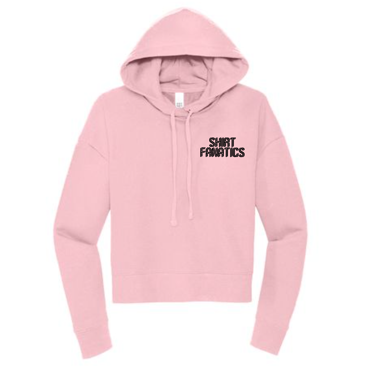 District Women's Modest Crop Fleece Hoodie- Front Left Chest Logo