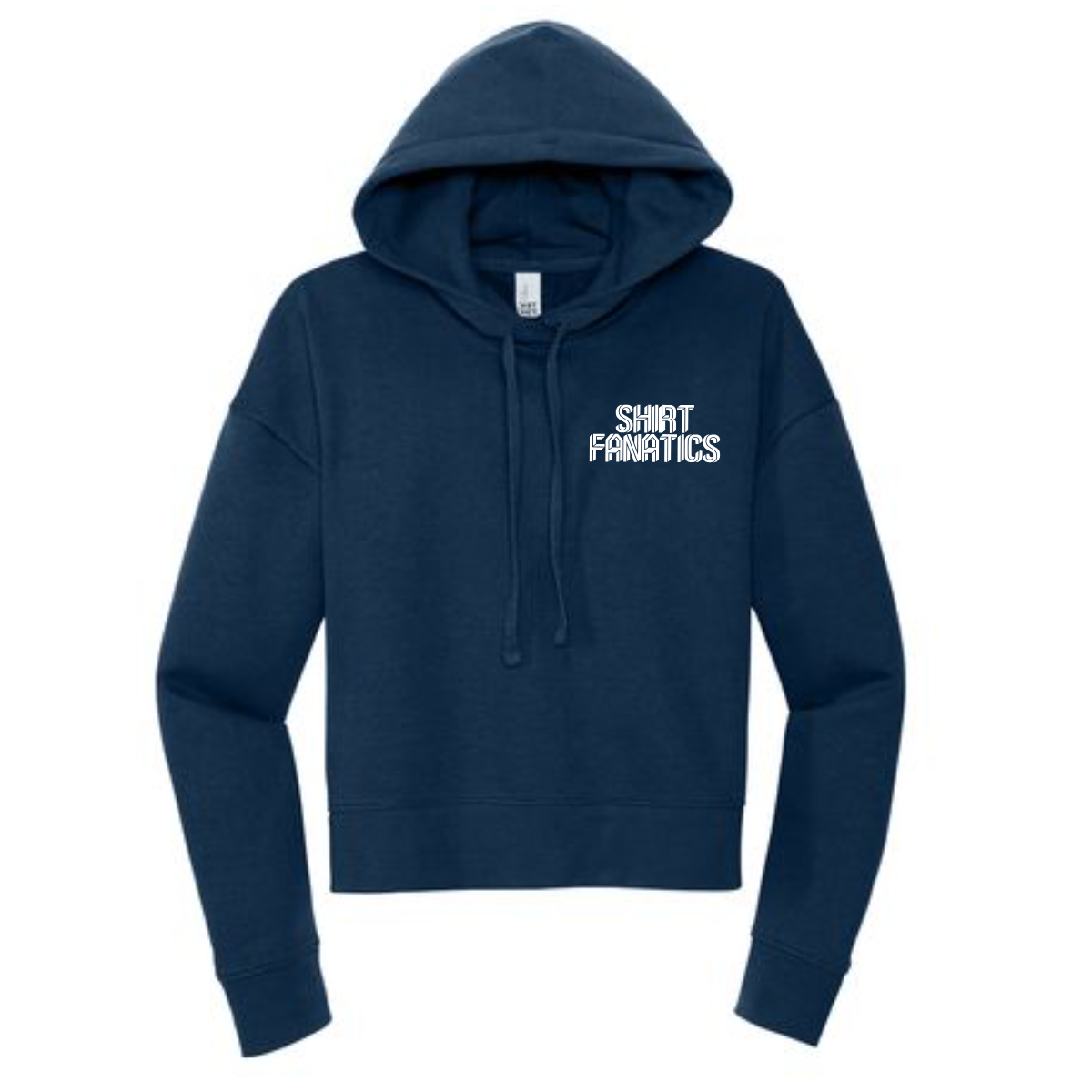 District Women's Modest Crop Fleece Hoodie- Front Left Chest Logo