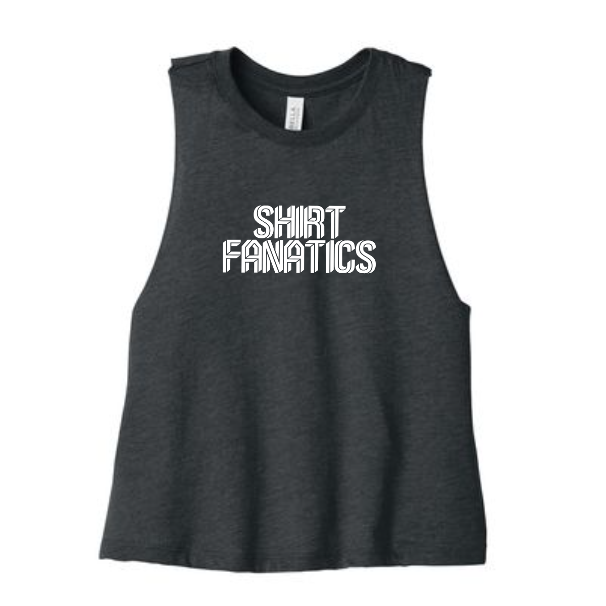 Bella + Canvas Racerback cropped tank- Full Front Logo