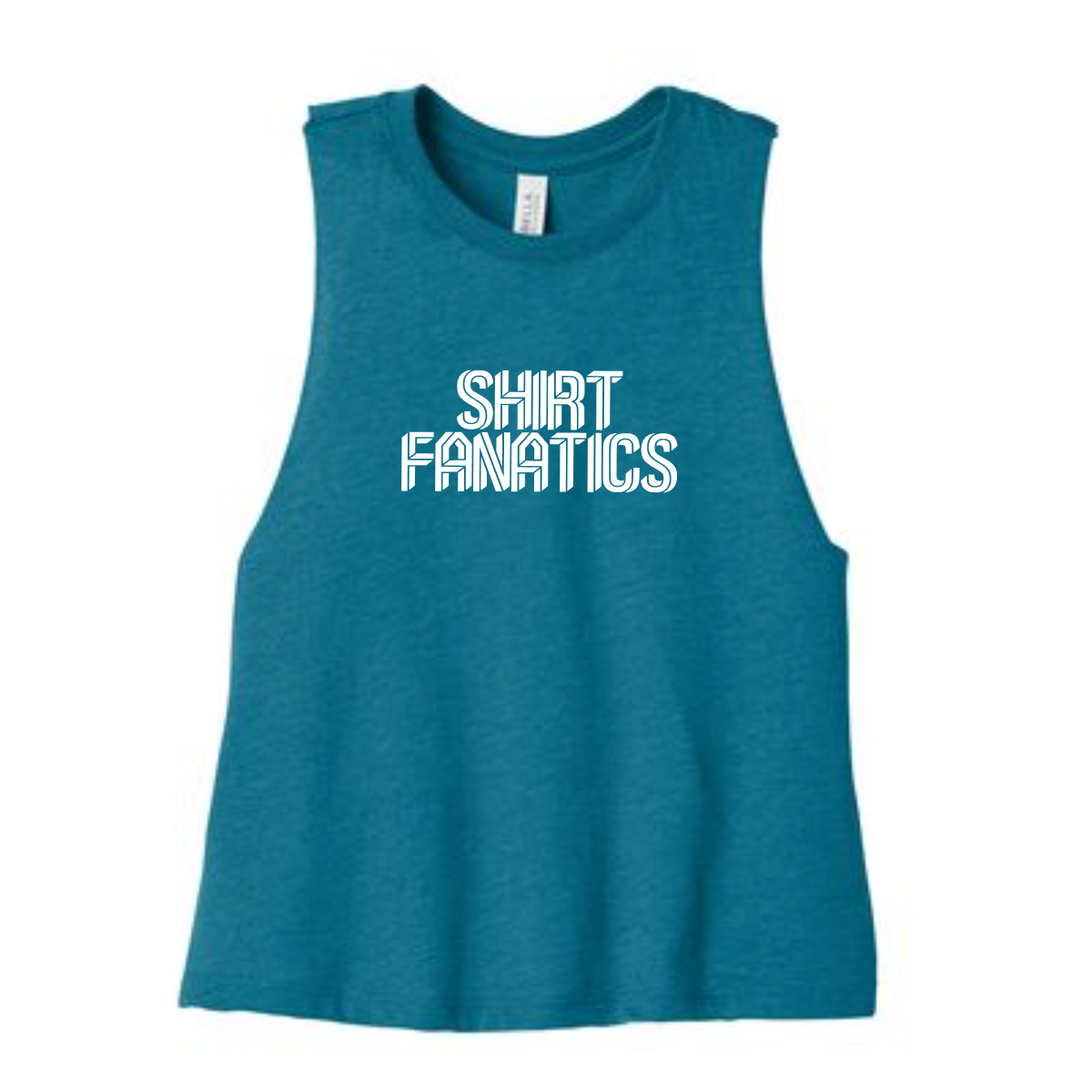 Bella + Canvas Racerback cropped tank- Full Front Logo