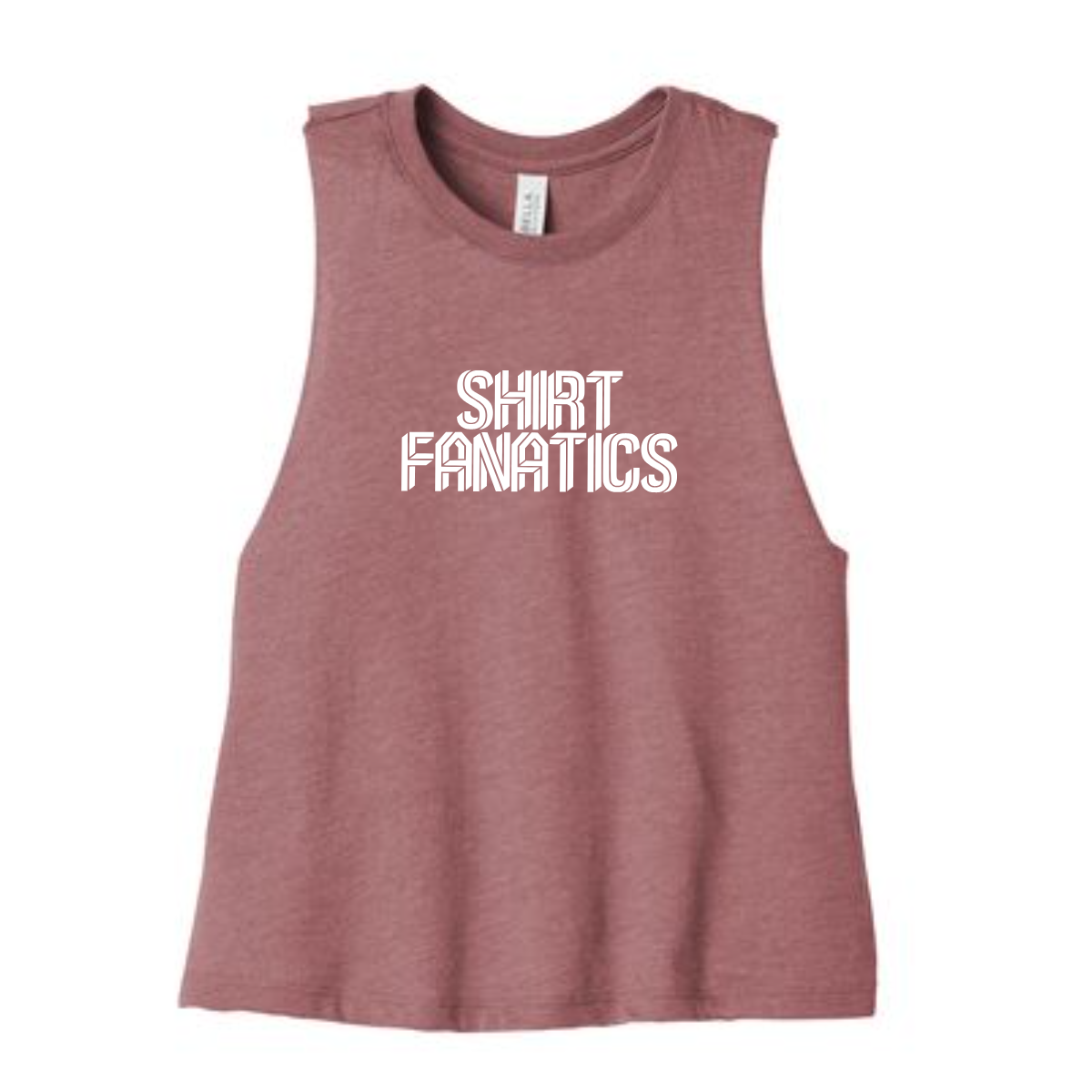 Bella + Canvas Racerback cropped tank- Full Front Logo