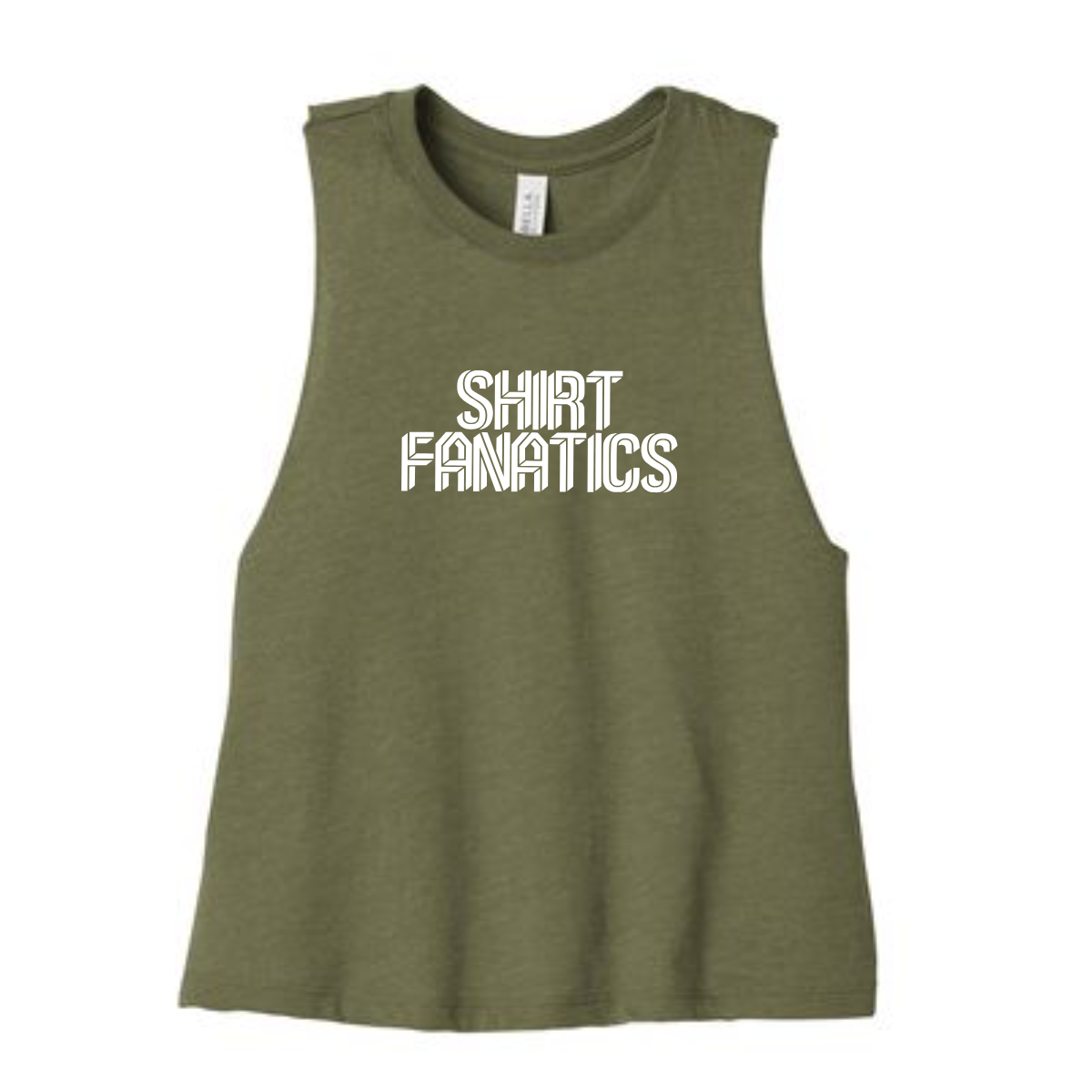 Bella + Canvas Racerback cropped tank- Full Front Logo
