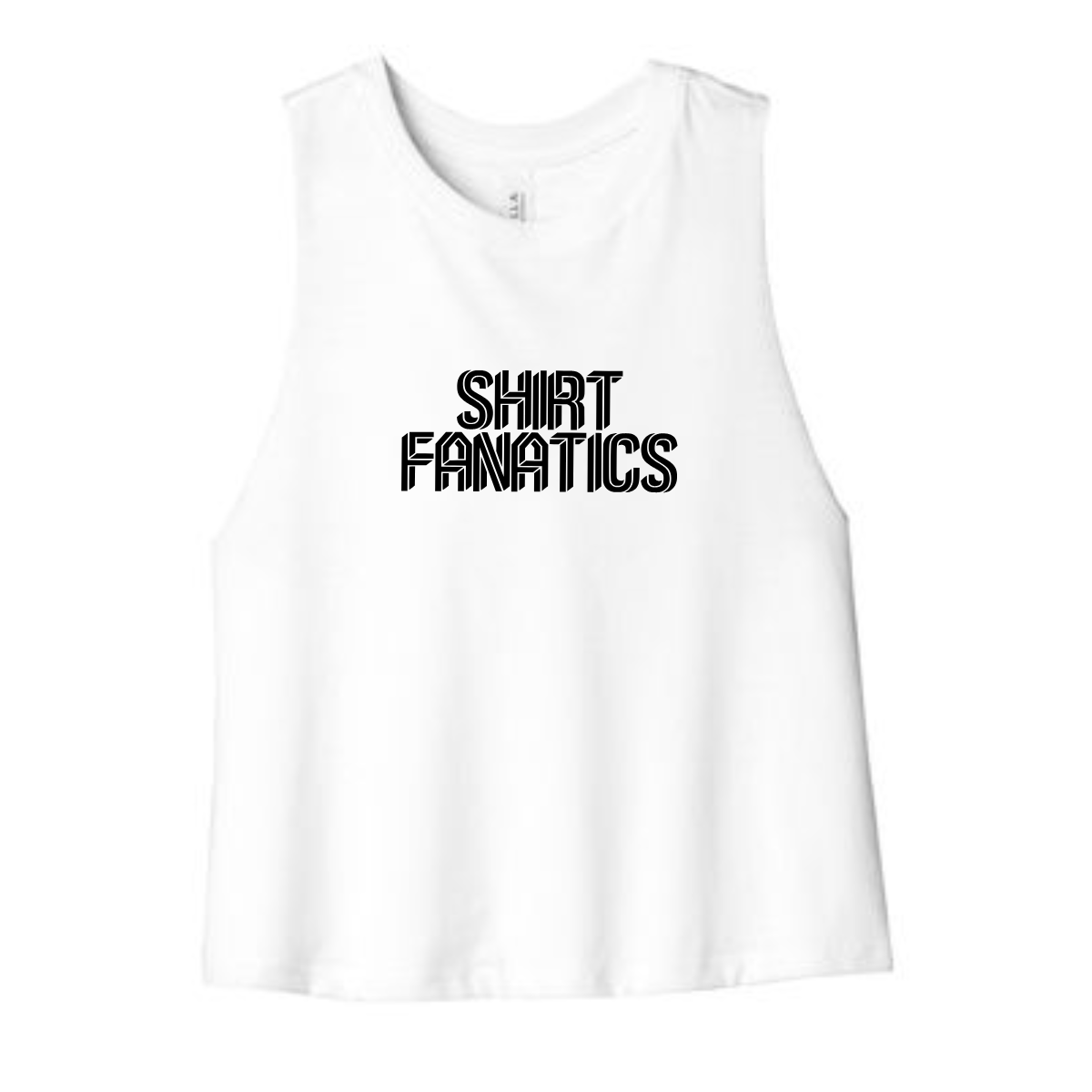 Bella + Canvas Racerback cropped tank- Full Front Logo