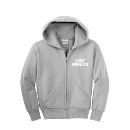 Port & Company Youth Full Zip Hooded Sweatshirt- Embroidered