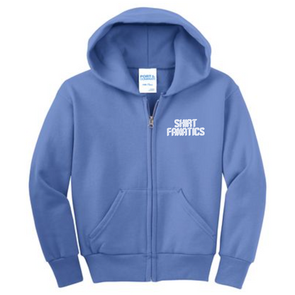 Port & Company Youth Full Zip Hooded Sweatshirt- Embroidered