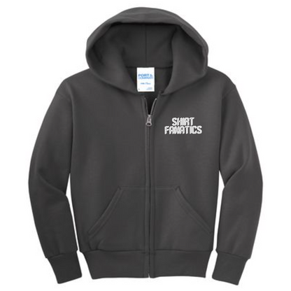 Port & Company Youth Full Zip Hooded Sweatshirt- Embroidered