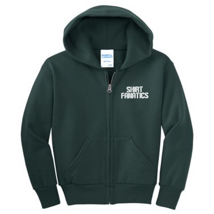 Port & Company Youth Full Zip Hooded Sweatshirt- Embroidered