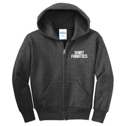 Port & Company Youth Full Zip Hooded Sweatshirt- Embroidered