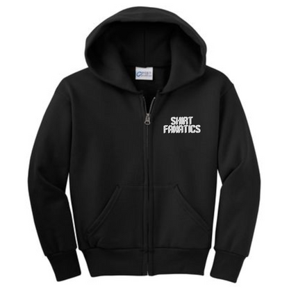 Port & Company Youth Full Zip Hooded Sweatshirt- Embroidered