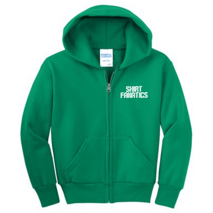 Port & Company Youth Full Zip Hooded Sweatshirt- Embroidered