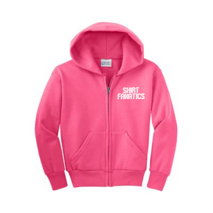 Port & Company Youth Full Zip Hooded Sweatshirt- Embroidered