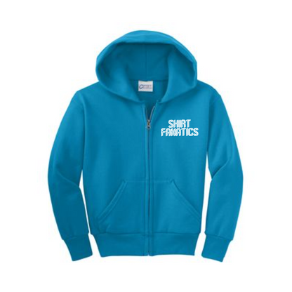 Port & Company Youth Full Zip Hooded Sweatshirt- Embroidered