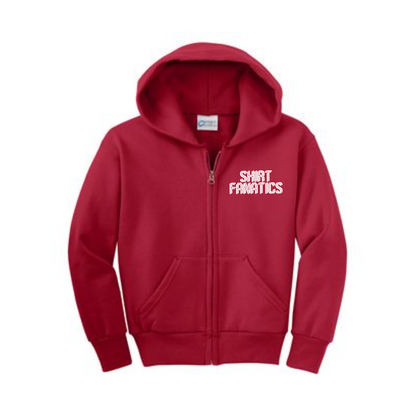 Port & Company Youth Full Zip Hooded Sweatshirt- Embroidered