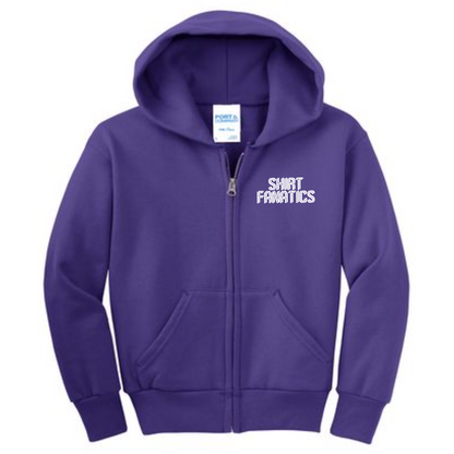 Port & Company Youth Full Zip Hooded Sweatshirt- Embroidered