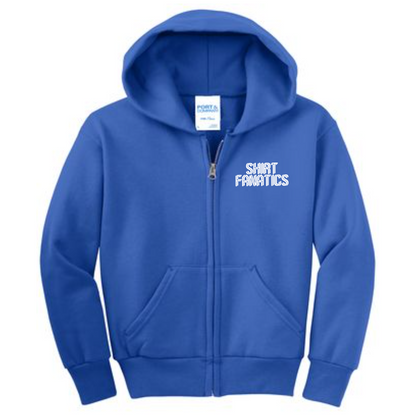 Port & Company Youth Full Zip Hooded Sweatshirt- Embroidered