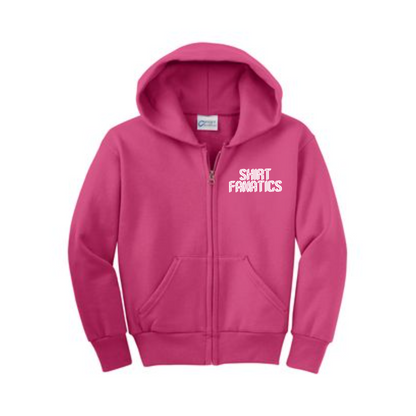 Port & Company Youth Full Zip Hooded Sweatshirt- Embroidered