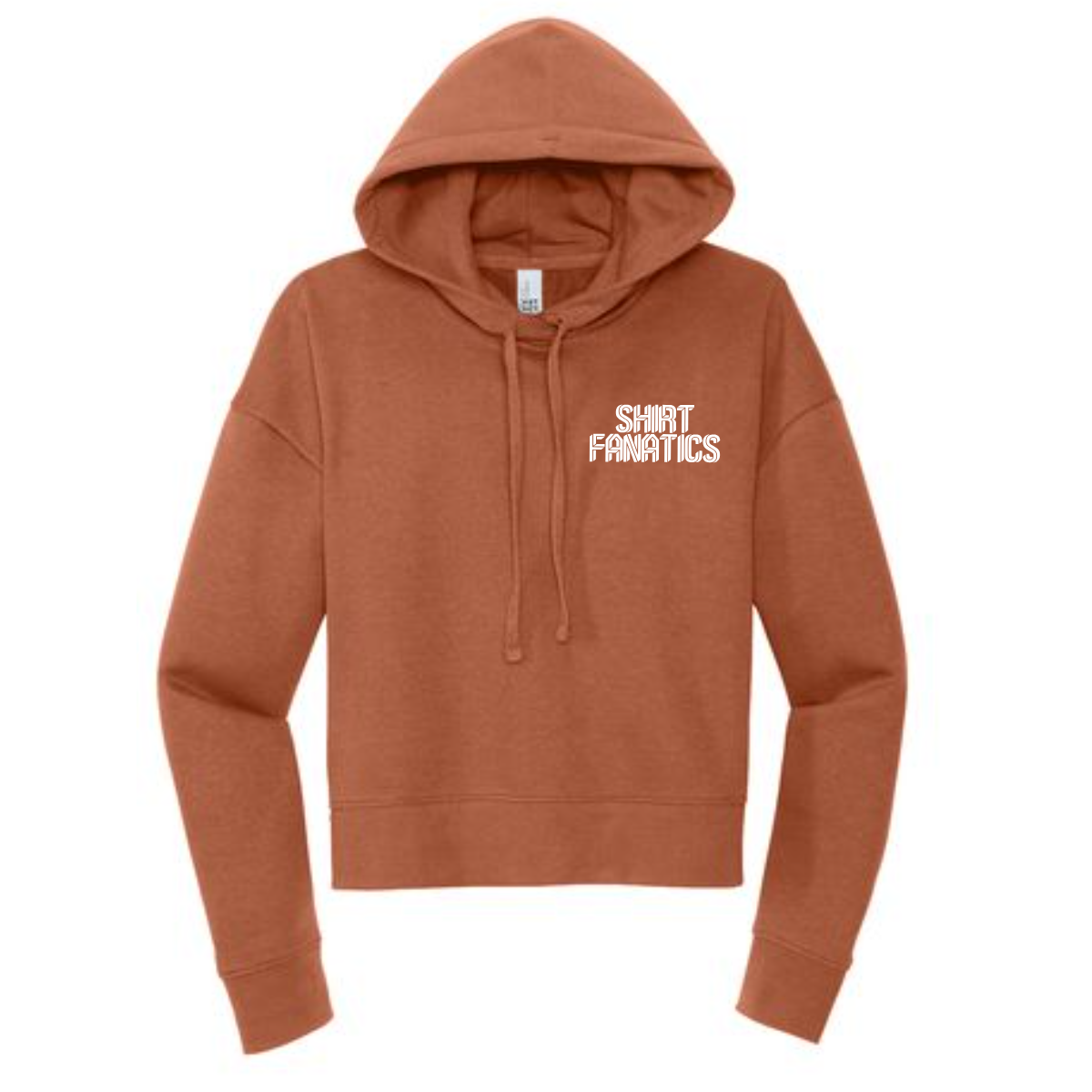 District Women's Modest Crop Fleece Hoodie- Front Left Chest Logo