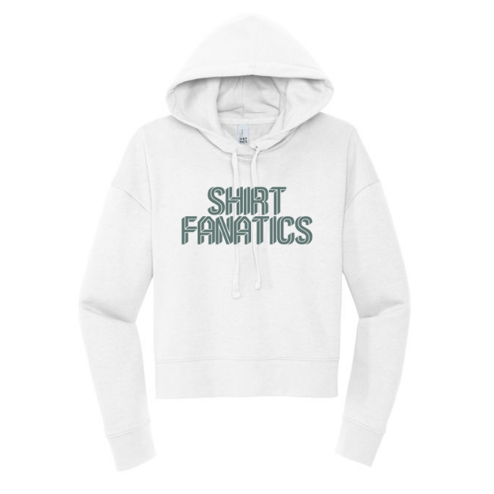 District Women's Modest Crop Fleece Hoodie- Screen Printed