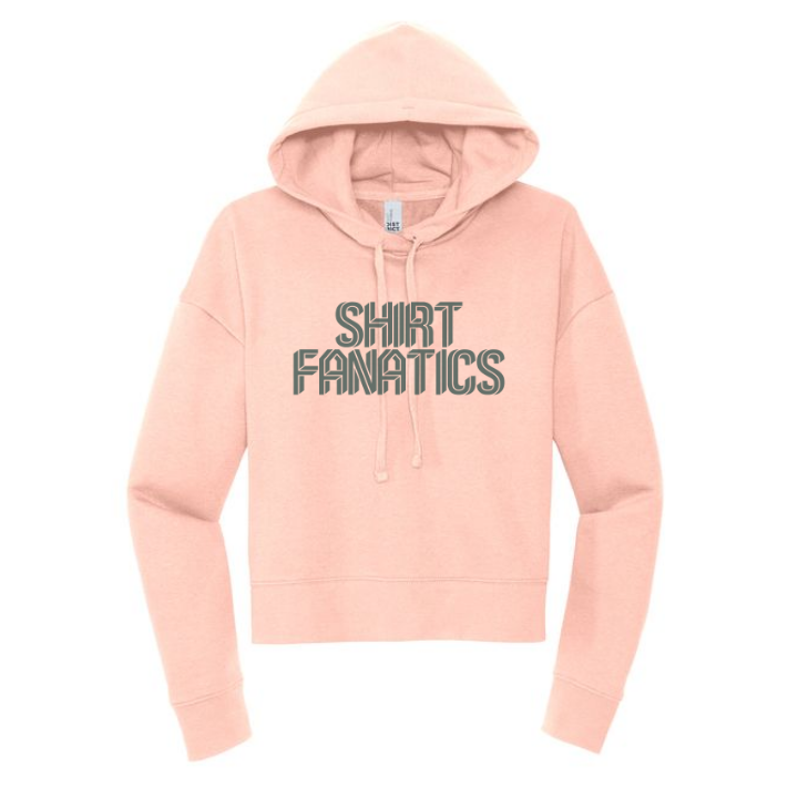 District Women's Modest Crop Fleece Hoodie- Screen Printed