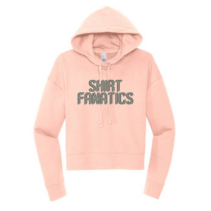 District Women's Modest Crop Fleece Hoodie- Screen Printed
