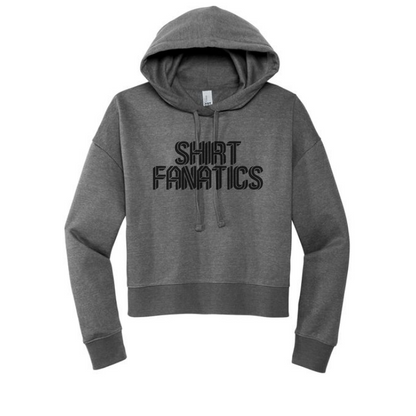 District Women's Modest Crop Fleece Hoodie- Screen Printed
