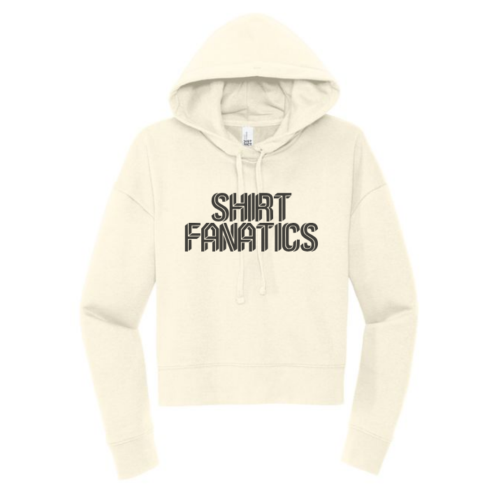 District Women's Modest Crop Fleece Hoodie- Screen Printed