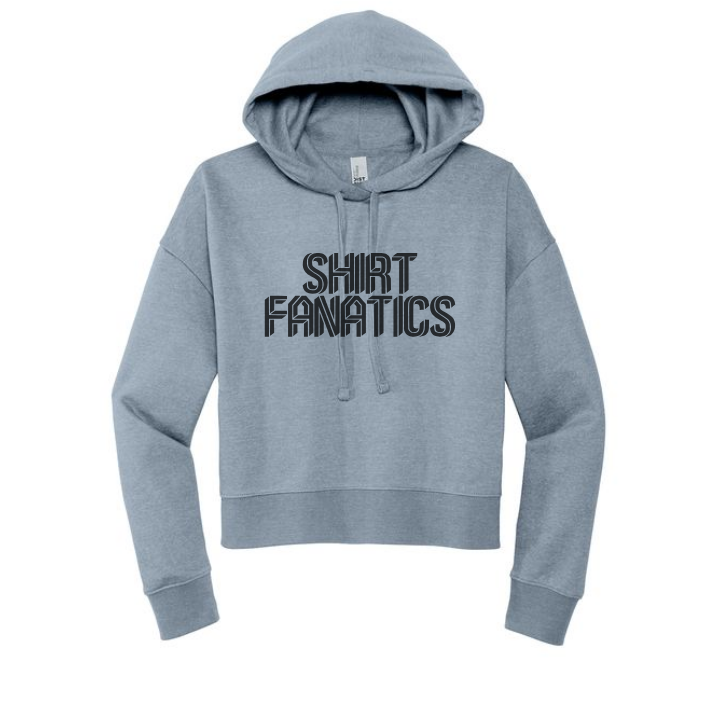 District Women's Modest Crop Fleece Hoodie- Screen Printed