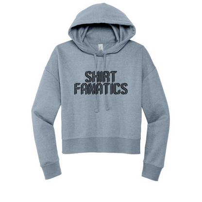 District Women's Modest Crop Fleece Hoodie- Screen Printed