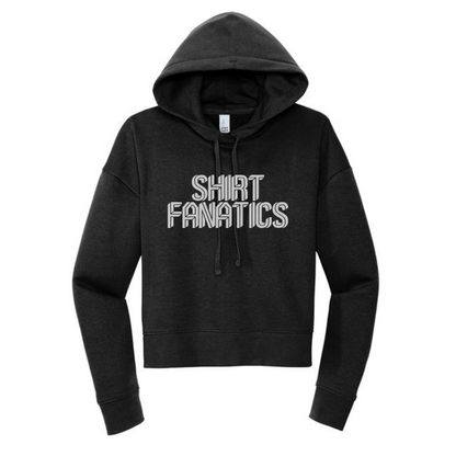 District Women's Modest Crop Fleece Hoodie- Screen Printed