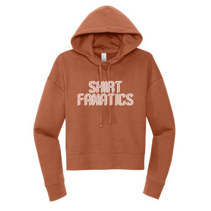 District Women's Modest Crop Fleece Hoodie- Screen Printed