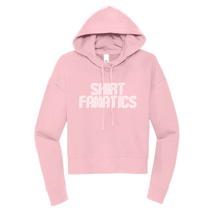 District Women's Modest Crop Fleece Hoodie- Screen Printed