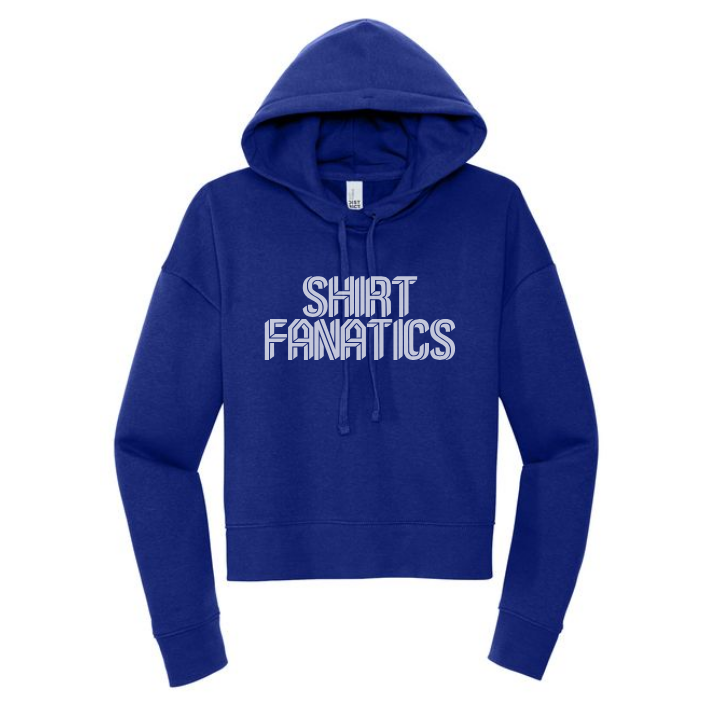 District Women's Modest Crop Fleece Hoodie- Screen Printed